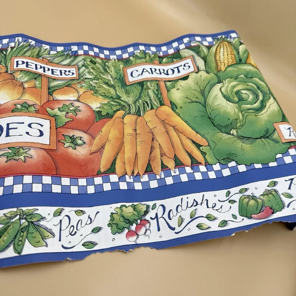 Vintage Veggies Farm Stand Wallpaper Border Country Kitchen Craft 15ft x 6.75in